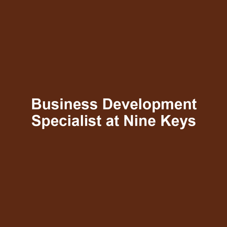 Business Development Specialist at Nine Keys