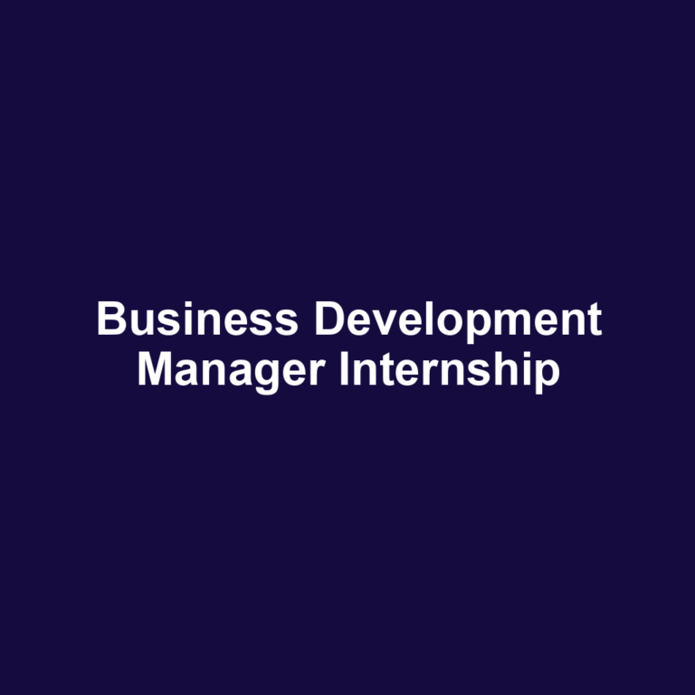 Business Development Manager Internship