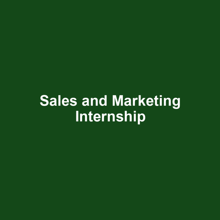 Sales and Marketing Internship