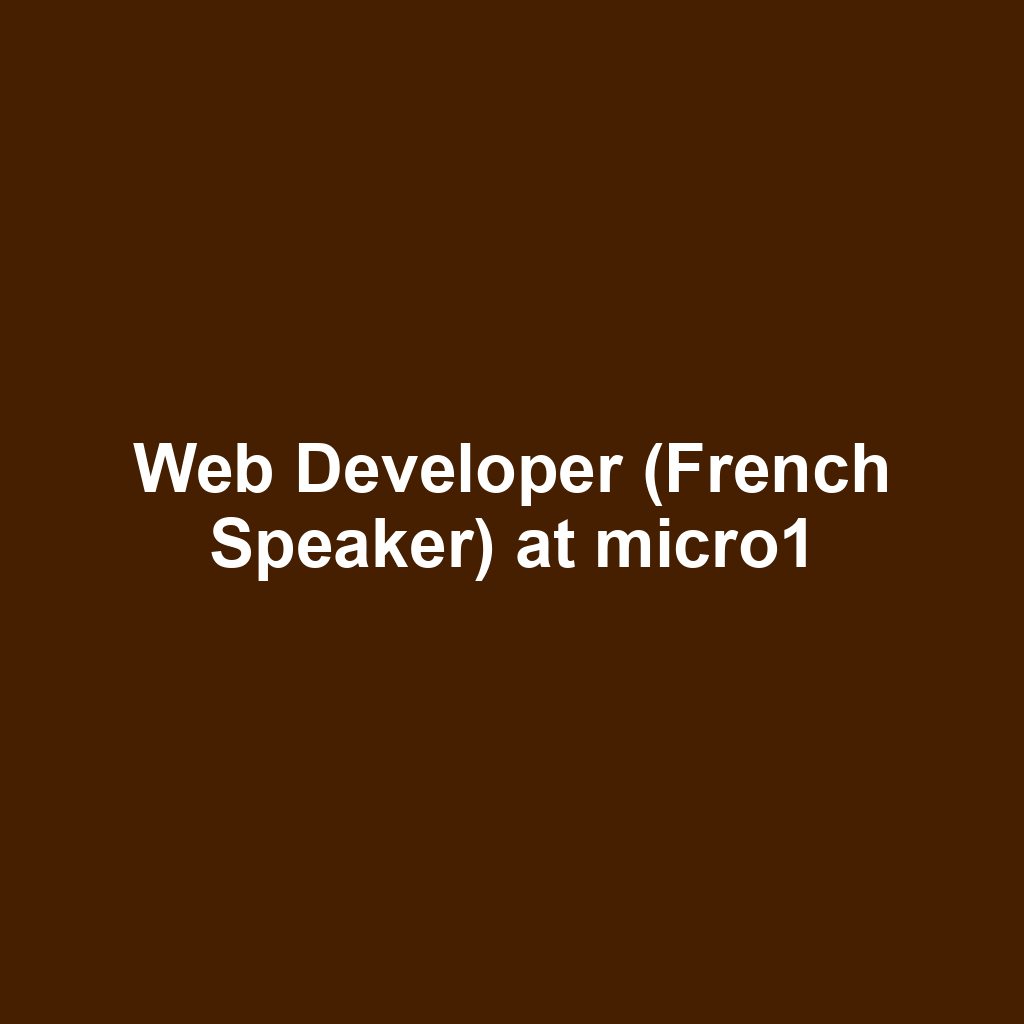 Web Developer (French Speaker) at micro1