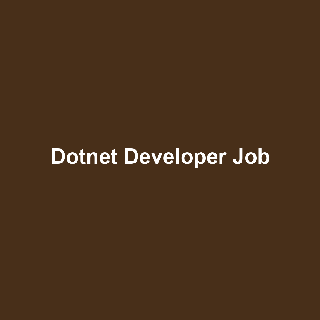 Dotnet Developer Job