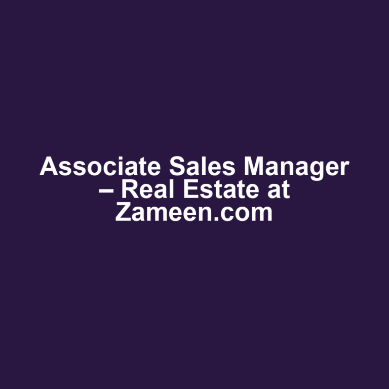 Associate Sales Manager – Real Estate at Zameen.com