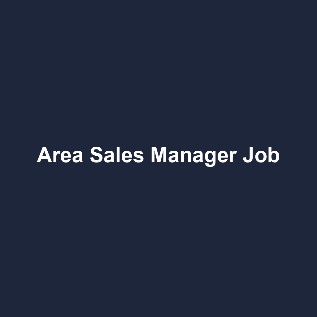Area Sales Manager Job