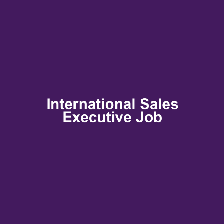 International Sales Executive Job