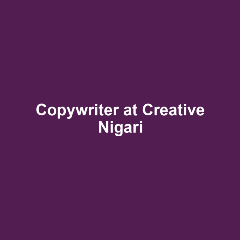 Copywriter at Creative Nigari