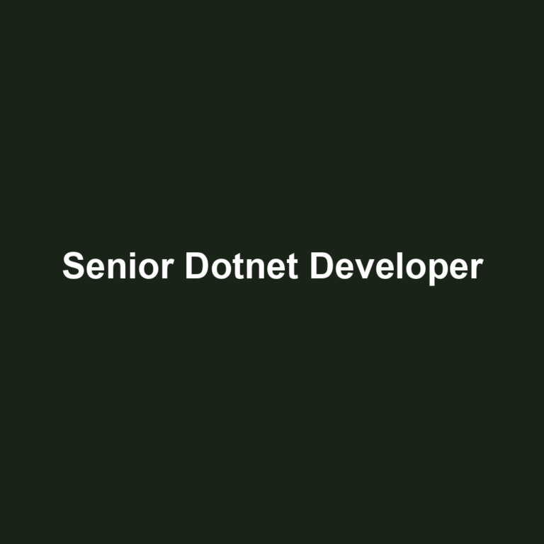 Senior Dotnet Developer