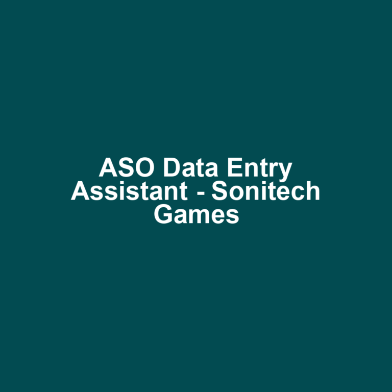 ASO Data Entry Assistant - Sonitech Games