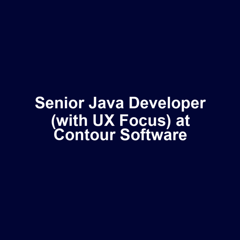 Senior Java Developer (with UX Focus) at Contour Software