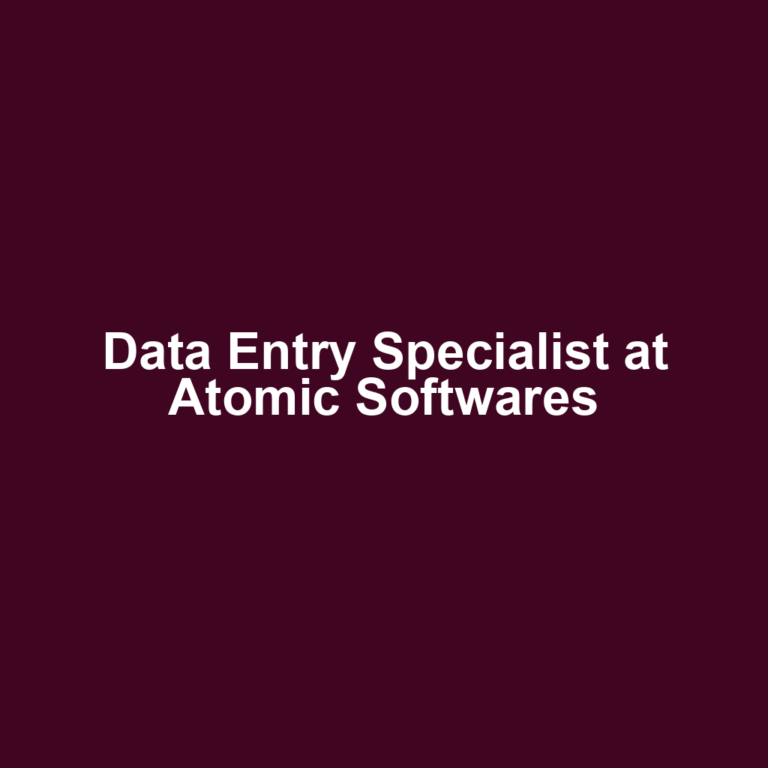 Data Entry Specialist at Atomic Softwares